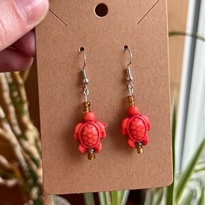 Orange Turtle Earrings
